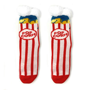 Kids Sherpa Slipper Sock - Box o' Popcorn