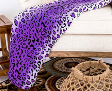 Leopard Purple Warm Cozy Throw Flannel Blanket