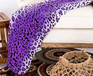 Leopard Purple Warm Cozy Throw Flannel Blanket