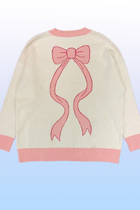 Varsity knit bow cardigan