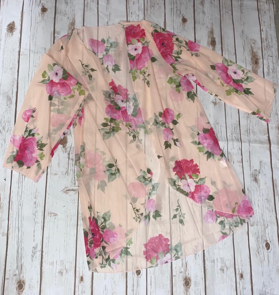 Sheer Blush Floral Kimono