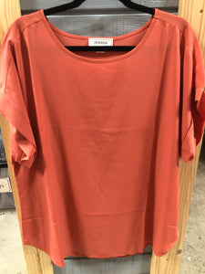 Rolled sleeve dolman top